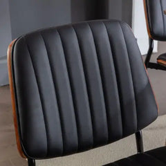 Modern Retro Dining Chairs Set of 2 - Faux Leather with Metal Legs