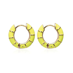 Madison Enamel Striped Huggie Earrings - 18K Gold Vermeil