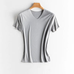 Luxurious Ice Silk V-Neck T-Shirt for Everyday Comfort