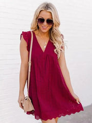 Chic V-Neck Lace Dress Romper - Elegant & Playful