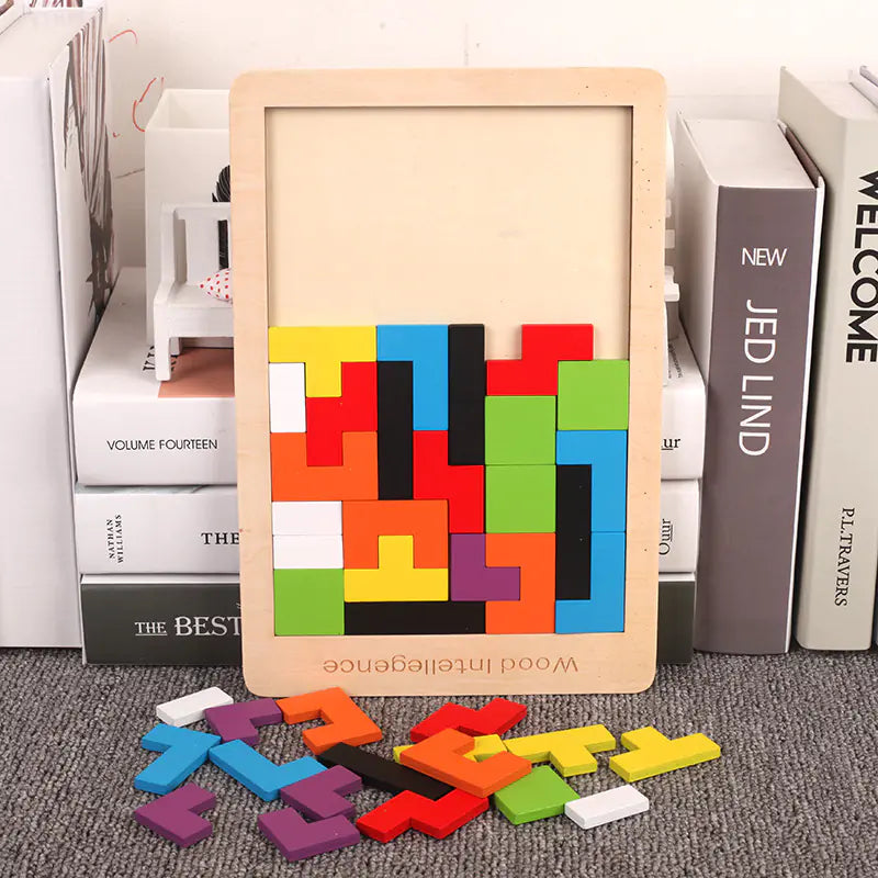 Wooden Tetris Puzzle Game for Kids Ages 3-9