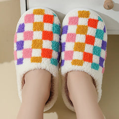 Colorful Checkerboard Cozy Home Slippers