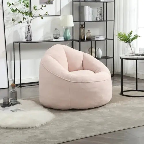 Comfy High-Pressure Foam Bean Bag Chair With Footrest - Pink