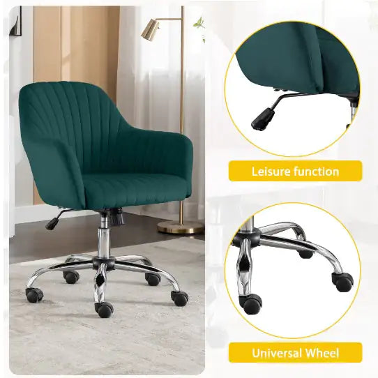 Velvet Adjustable Office Desk Chair - Green