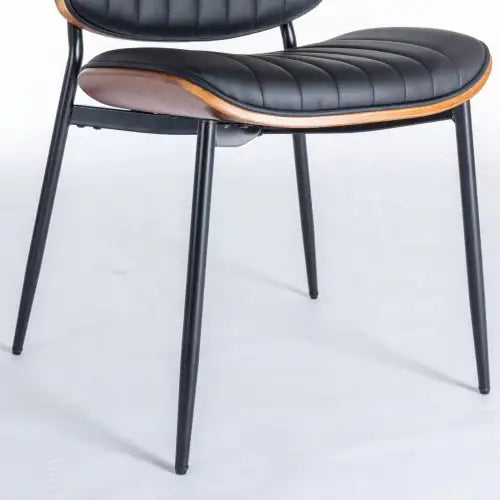 Modern Retro Dining Chairs Set of 2 - Faux Leather with Metal Legs