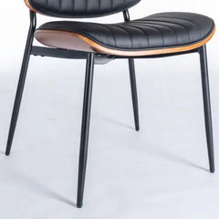 Modern Retro Dining Chairs Set of 2 - Faux Leather with Metal Legs