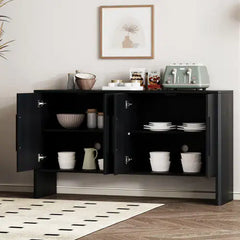 Vintage Black 4-Door Sideboard with Adjustable Shelves