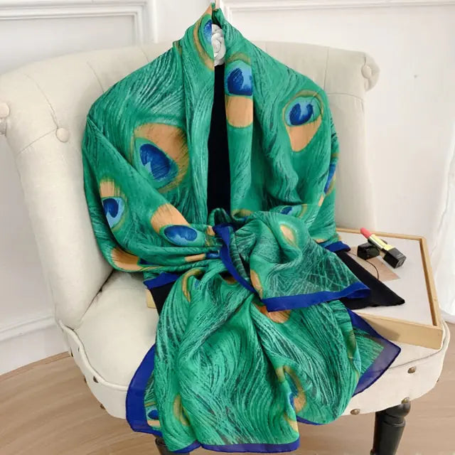 Luxury Silk Scarf with Elegant Winter Print - Perfect for All Events