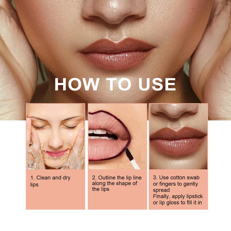 Long-Lasting Dark Brown Lip Liner & Plumping Gloss Duo