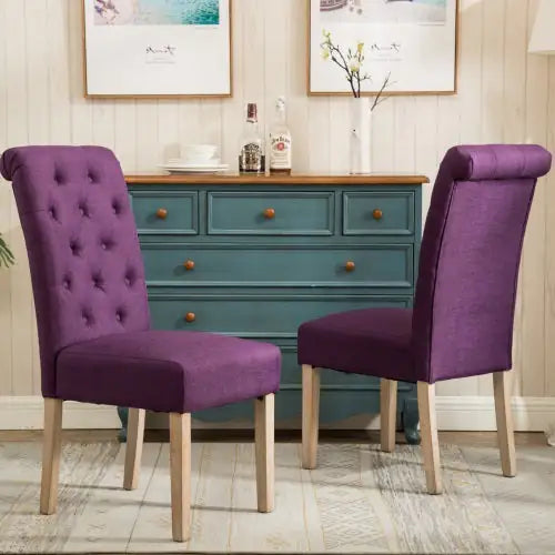Elegant Purple Tufted Parsons Dining Chairs - Set of 2
