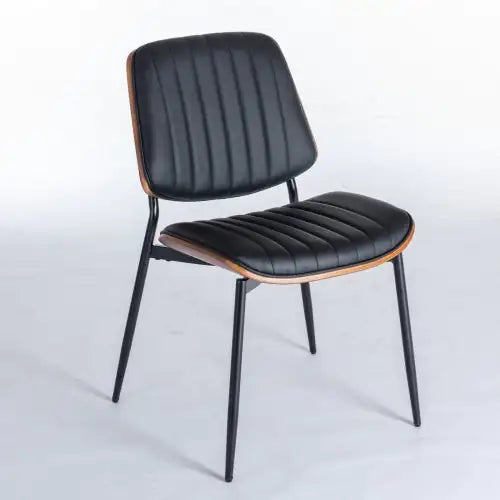 Modern Retro Dining Chairs Set of 2 - Faux Leather with Metal Legs