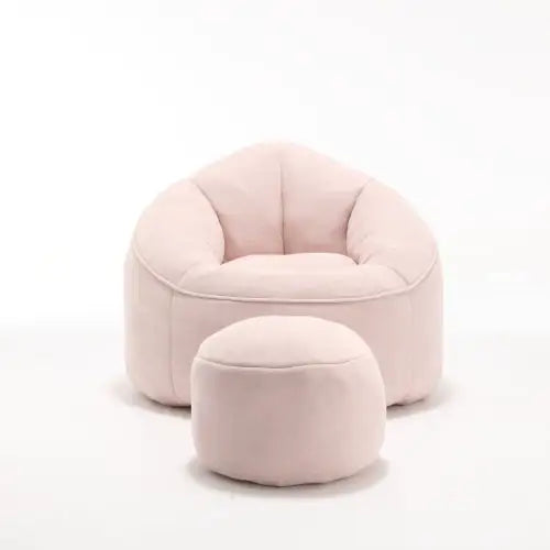 Comfy High-Pressure Foam Bean Bag Chair With Footrest - Pink