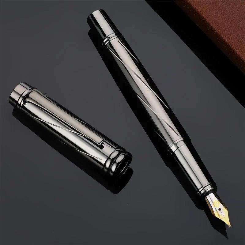 Elegant Silver-Plated Fountain Pen | 0.5mm Fine Nib