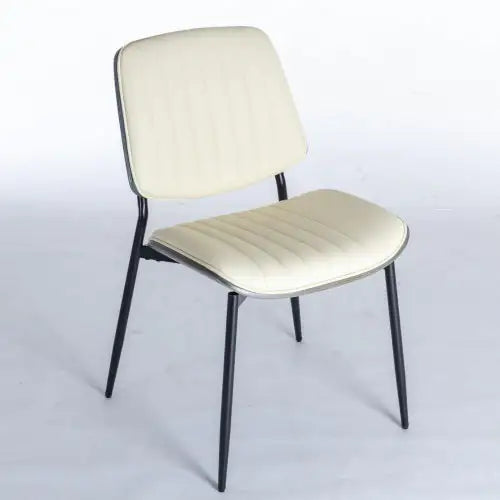 Mid-Century Modern Dining Chairs Set of 2 - Faux Leather w/ Walnut Back