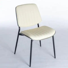 Mid-Century Modern Dining Chairs Set of 2 - Faux Leather w/ Walnut Back