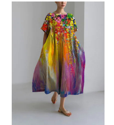 Elegant Cotton-Feel Casual Dress for Women
