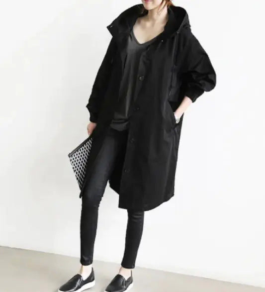 Korean Loose Fit Solid Color British Trench Coat