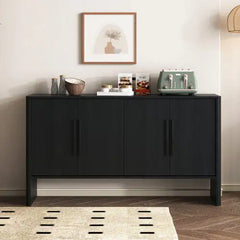 Vintage Black 4-Door Sideboard with Adjustable Shelves