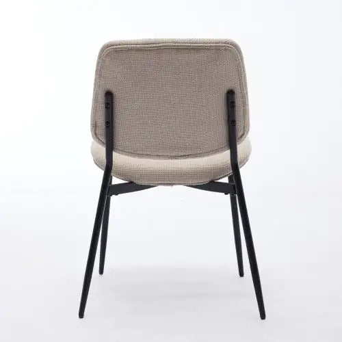 Modern Retro Linen Dining Chairs Set of 2 - Bentwood Back & Metal Legs