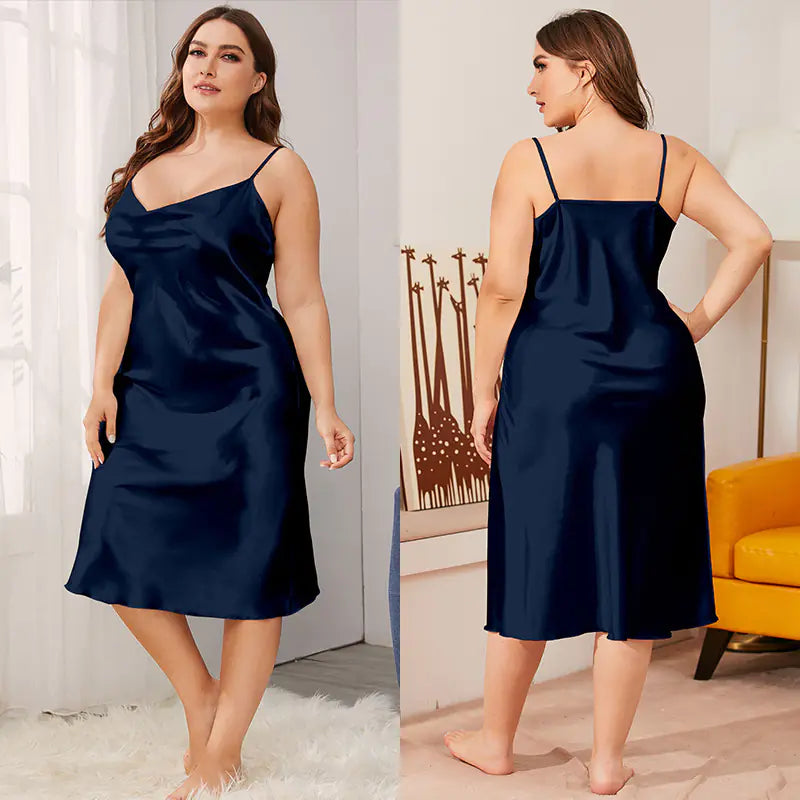 Luxurious Plus Size Satin Cowl Neck Cami Nightdress