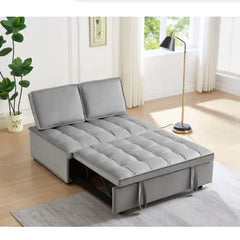 Modern Velvet Convertible Sofa Bed - Grey, Double Seat