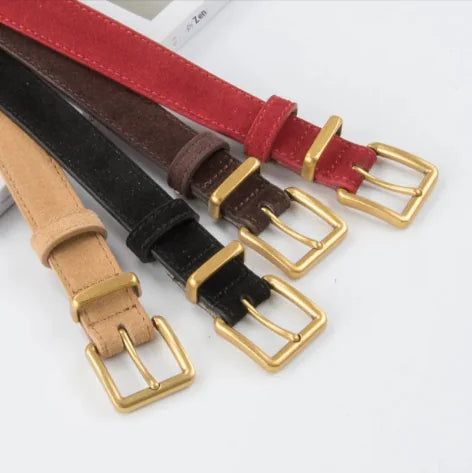 Elegant Women's Suede Leather Belt - Various Colors