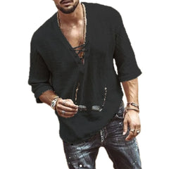 Men's Banded Collar Casual Shirt - Versatile & Stylish