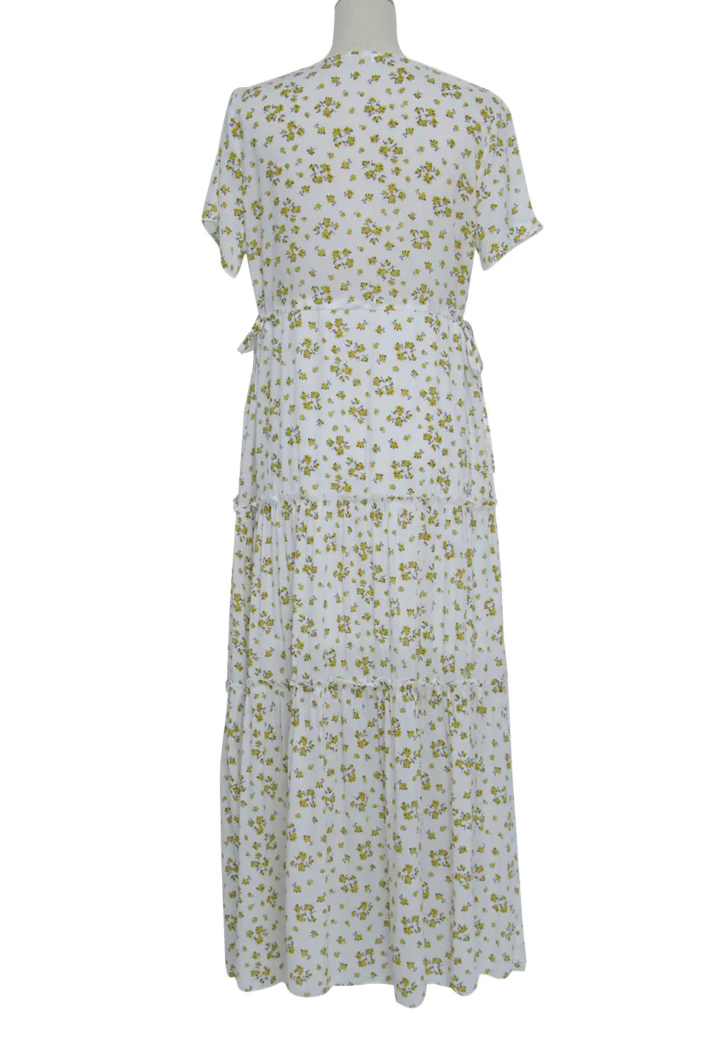 Bohemian Ruffled V-Neck Floral Maxi Dress