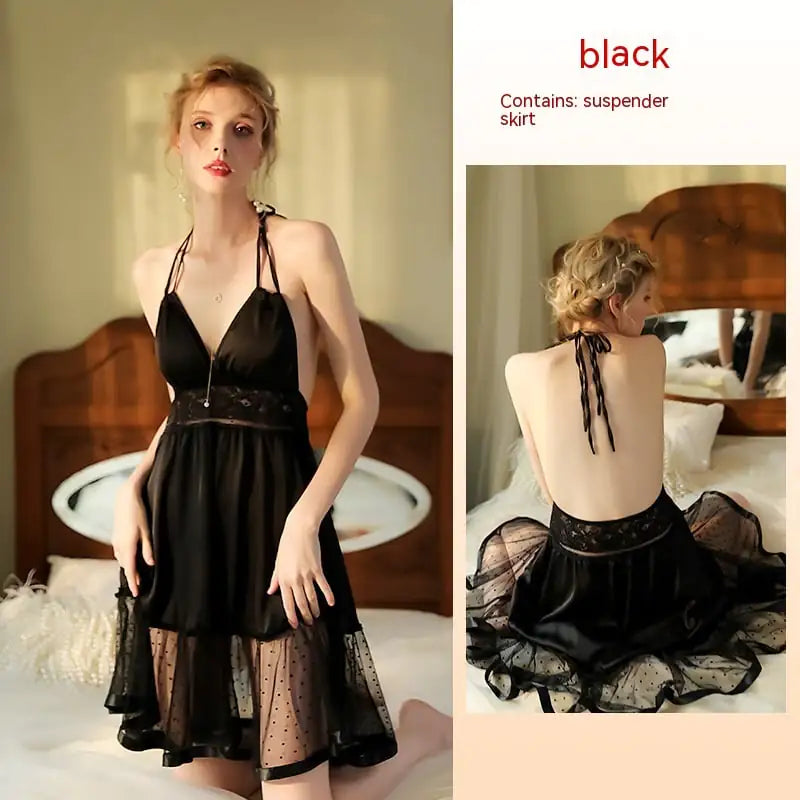 Elegant Lace & Ice Silk Women's Pajamas - Cooling Comfort