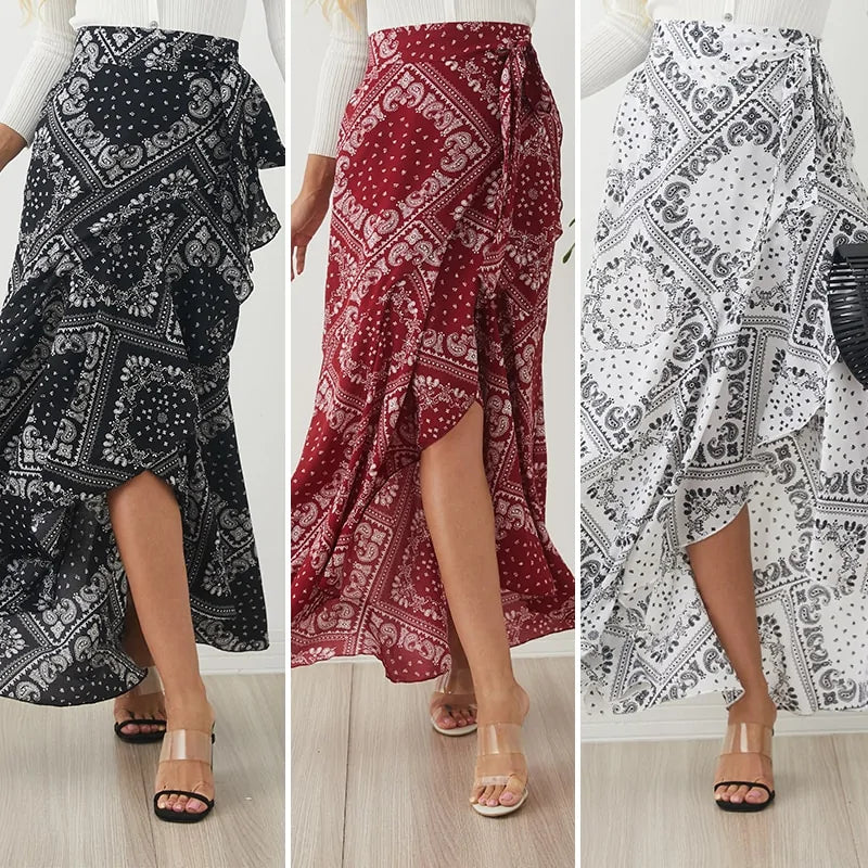 Chic Ladies' Ruffled Skirt - Casual & Breezy Fit