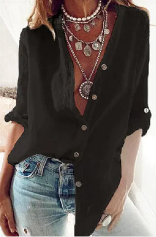 Soft V-Neck Cardigan - Comfy Cotton Blend, Long Sleeves
