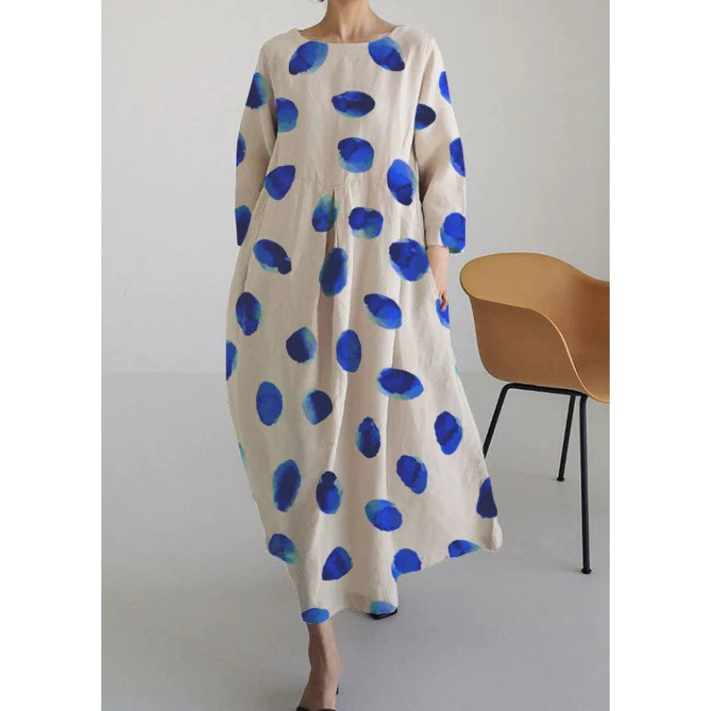 Retro Geometric Long Dress - Casual & Elegant
