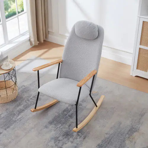 Light Grey Upholstered Rocking Chair - High Comfort Design