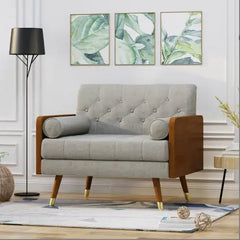 Elegant Beige Club Chair - Luxurious Fabric Finish