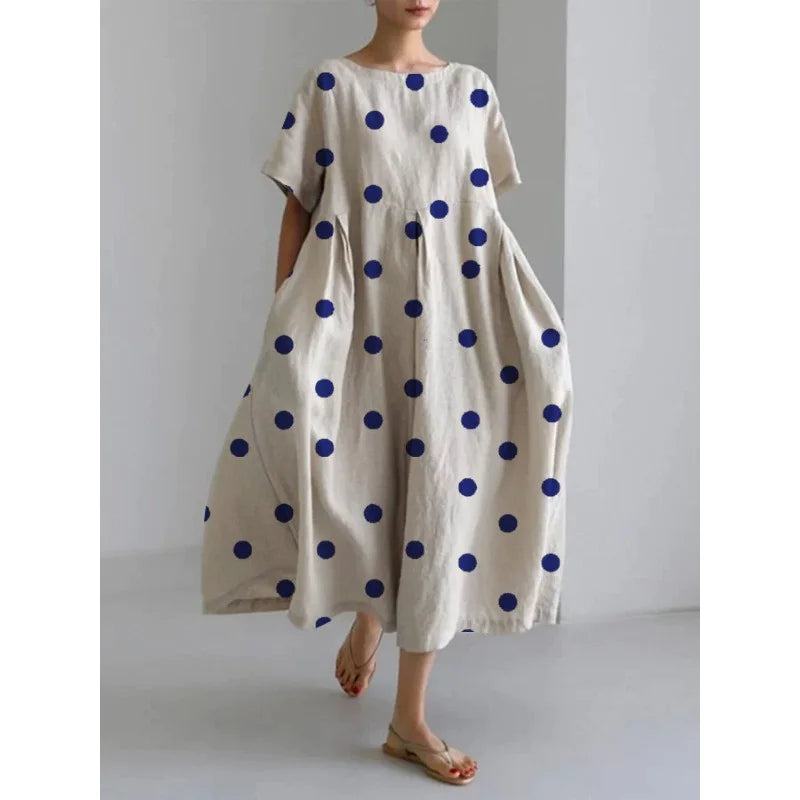 Retro Geometric Long Dress - Casual & Elegant