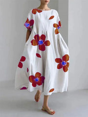 Retro Geometric Long Dress - Casual & Elegant