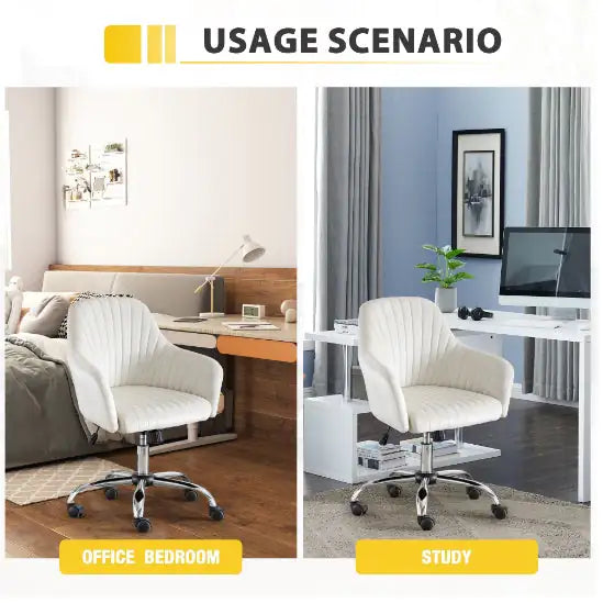 Velvet Home Office Desk Chair - Light Beige
