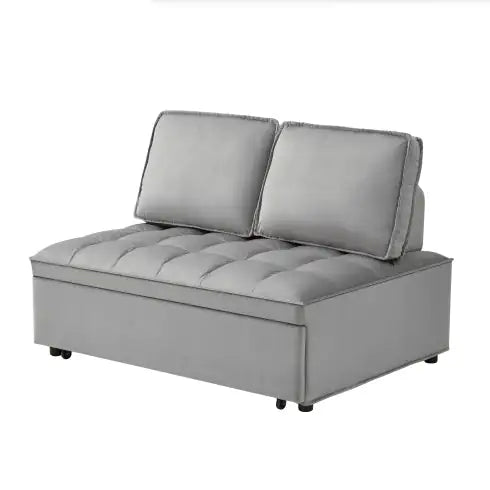 Modern Velvet Convertible Sofa Bed - Grey, Double Seat