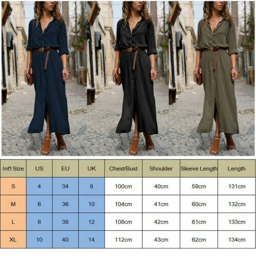 Elegant V-Neck Maxi Beach Dress - Solid Color Selection
