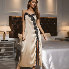 Chic Artificial Silk Sexy Pajamas with Lace Detailing