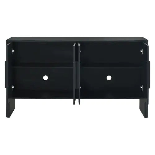 Vintage Black 4-Door Sideboard with Adjustable Shelves