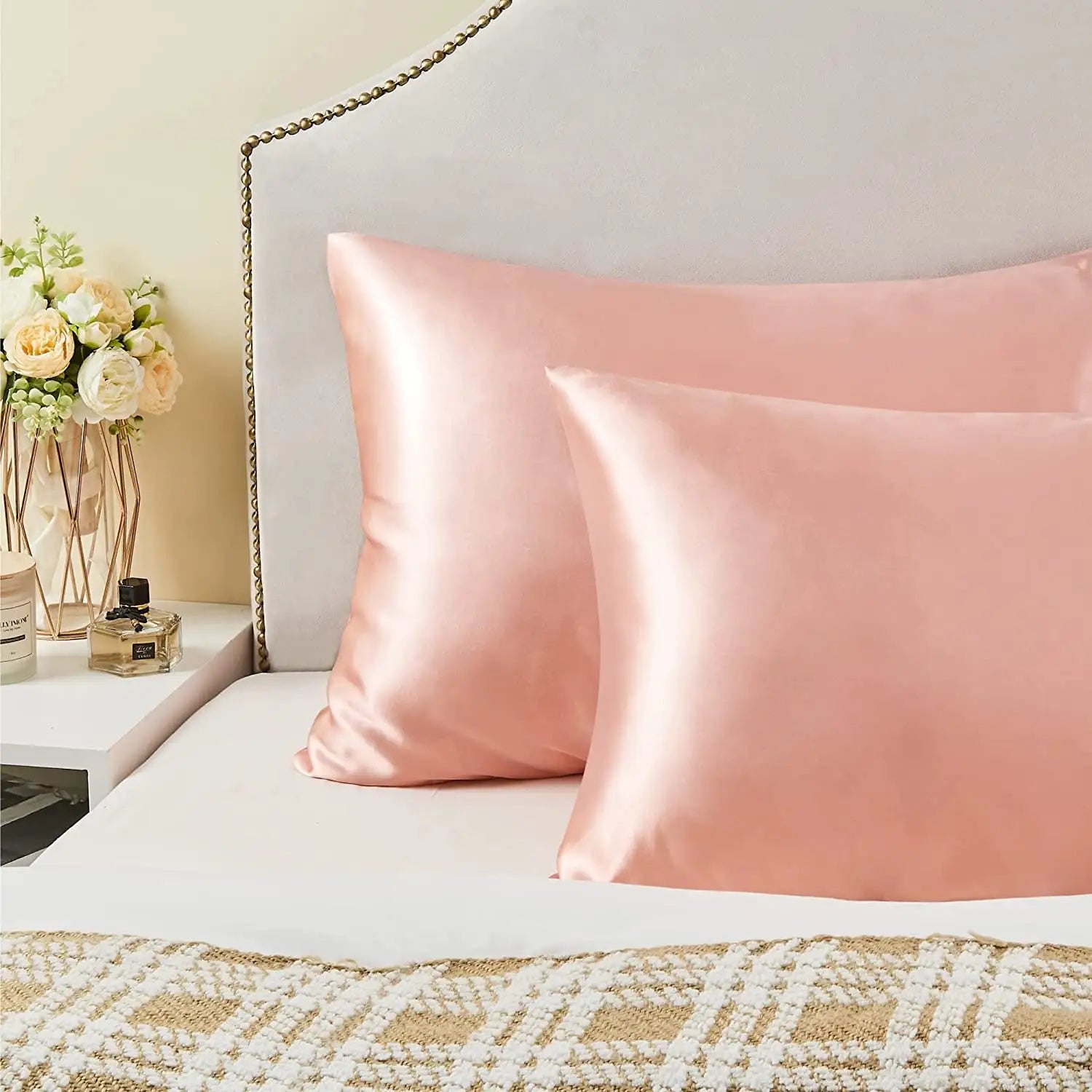 Luxury Coral Satin Silk Pillowcase Set of 2