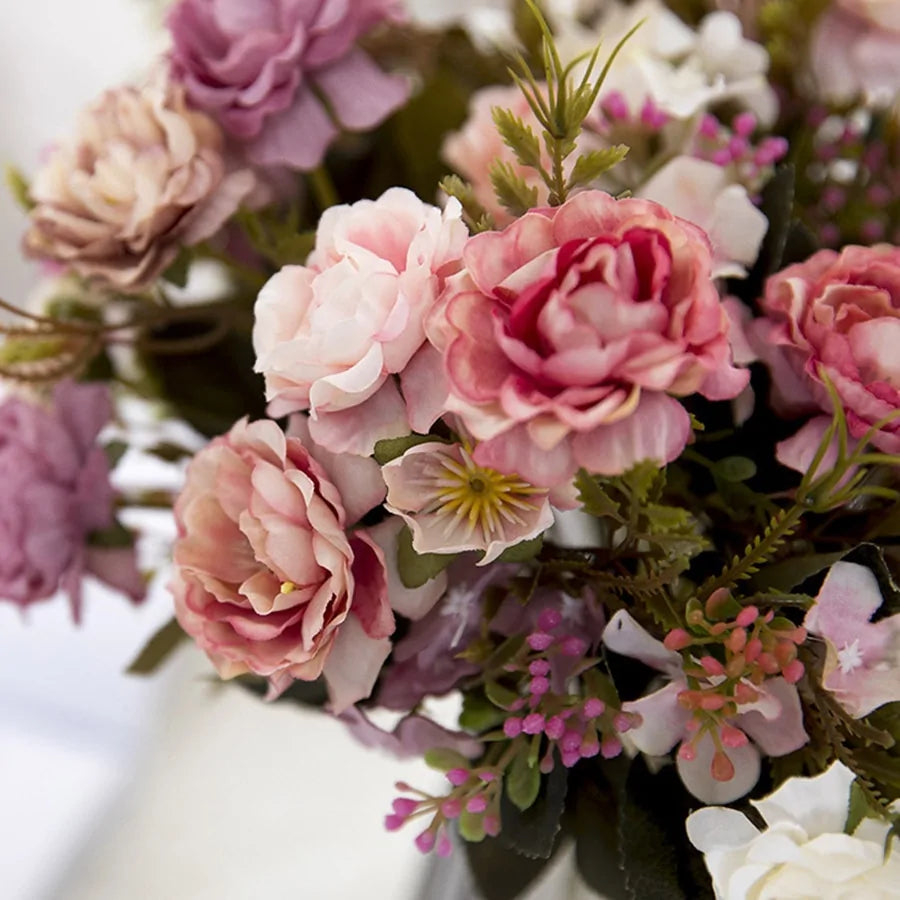 Vintage Silk Artificial Flowers Arrangement Kit
