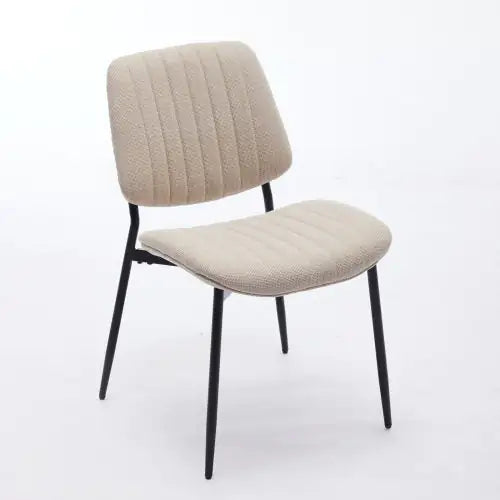 Modern Retro Linen Dining Chairs Set of 2 - Bentwood Back & Metal Legs