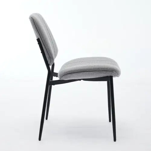 Set of 2 Retro Linen Dining Chairs with Bentwood Back & Metal Legs