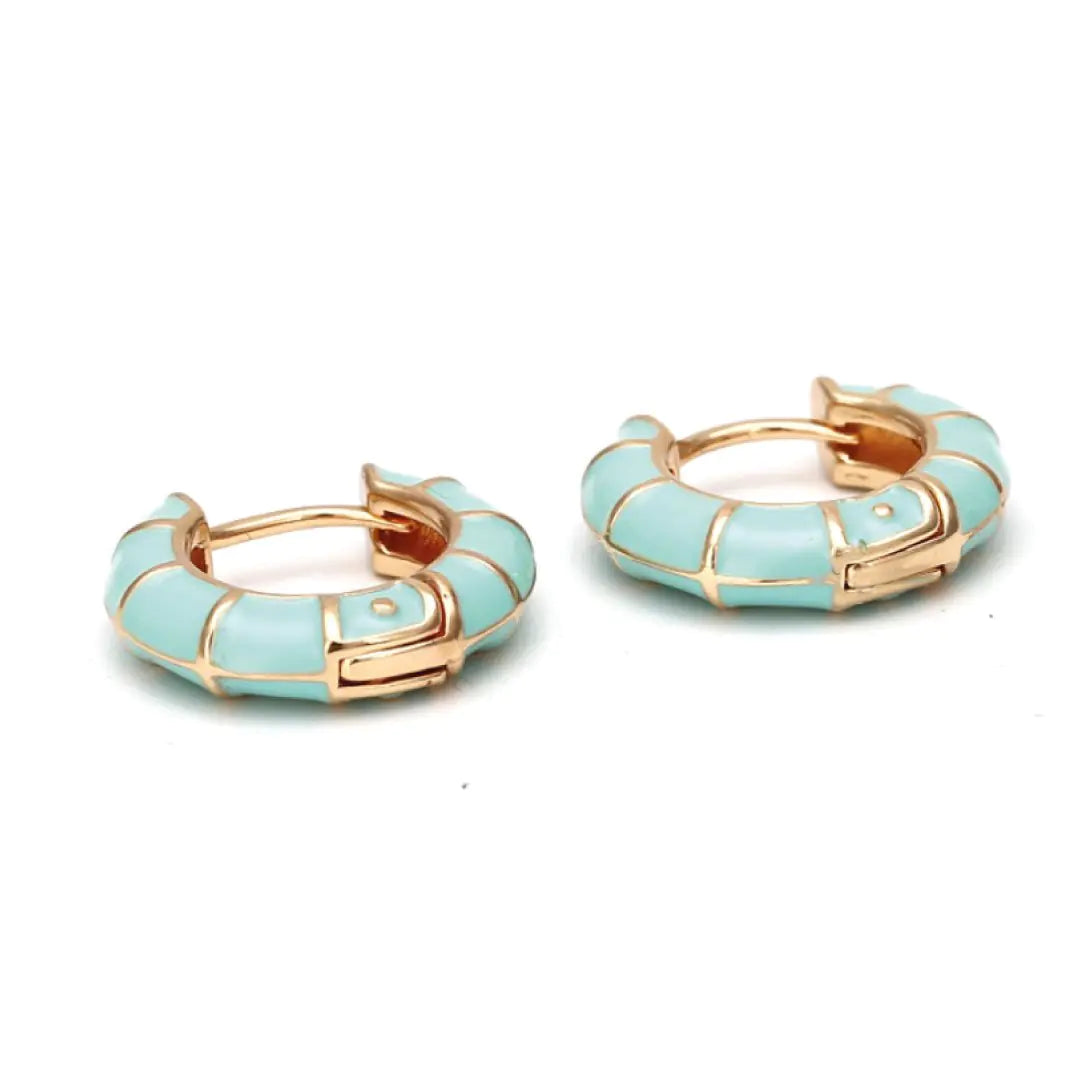 Madison Enamel Striped Huggie Earrings - 18K Gold Vermeil