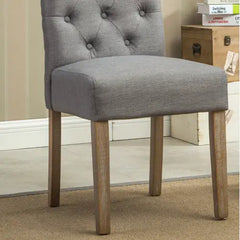 Elegant Grey Tufted Parsons Dining Chairs (Set of 2)