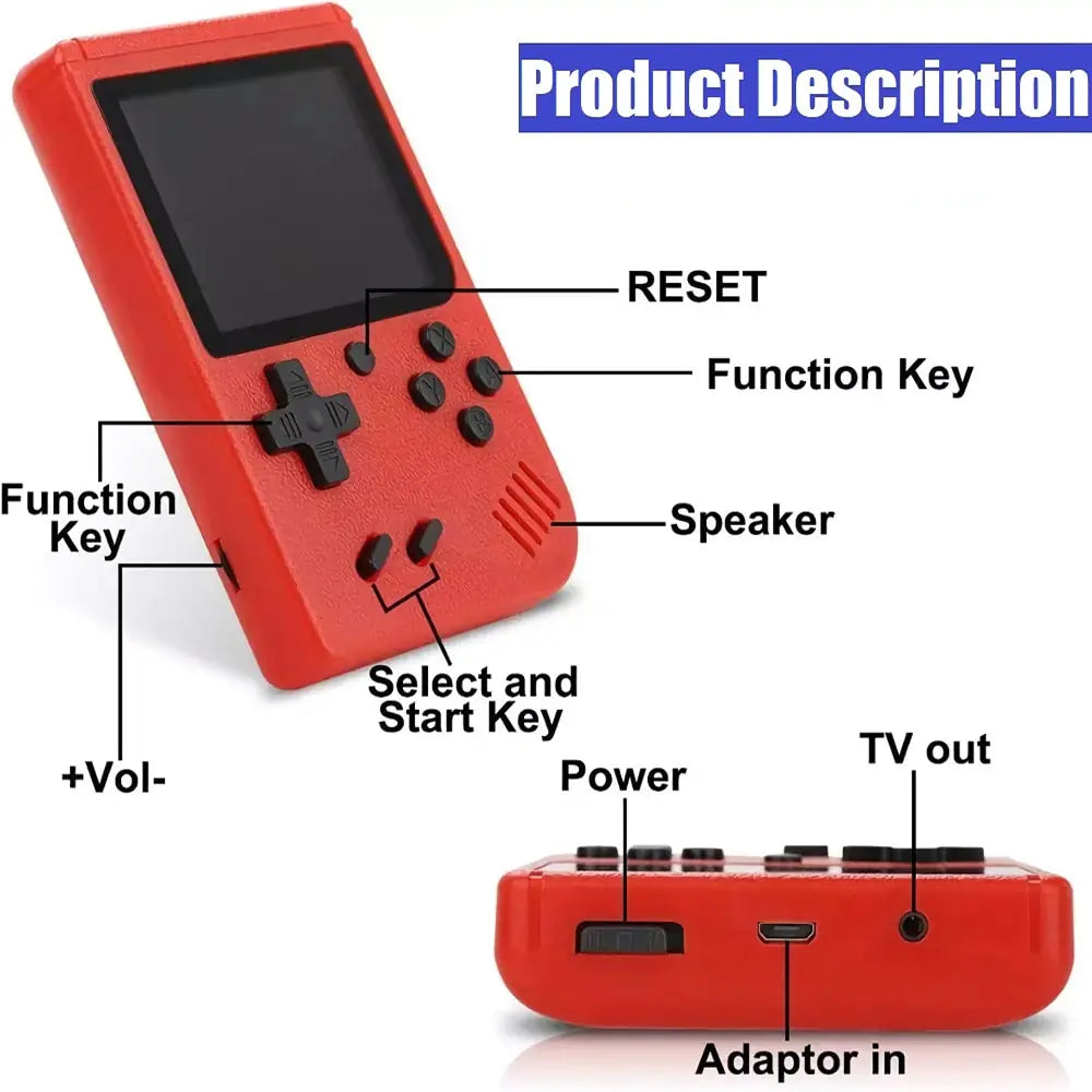 Retro 400-in-1 Portable Mini Game Console: Travel-Size, 3” Color Display
