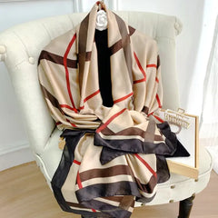 Luxury Silk Scarf with Elegant Winter Print - Perfect for All Events