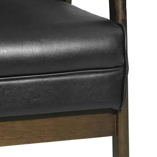 Mid-Century Modern Accent Chair, Matte Black Faux Leather